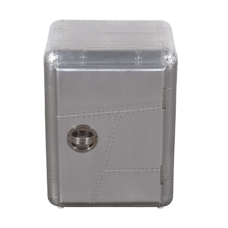 Homeroots 18in Silver Aluminum Standard Accent Cabinet With One Shelf 489016