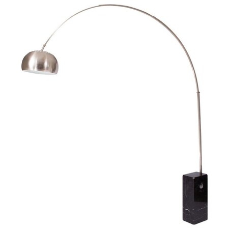 Leisuremod Arco Lamp with Marble Cube Base, Black, Black AL22BL