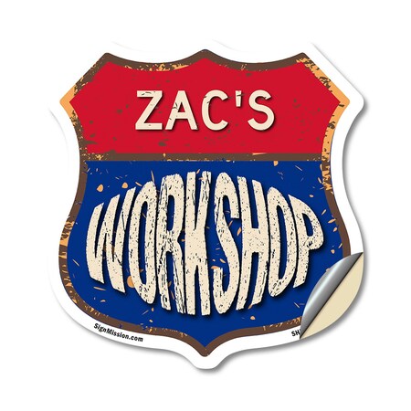 Signmission Zac's Workshop, 18 Inch X 18 Inch, Vinyl Decal SHI-D-18-489-ZAC