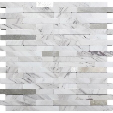 Apollo Tile White Silver 11.8 in x 10.23 in PVC Polished Peel & Stick Tile 9.26 sqft/case, 10PK PS99ST02