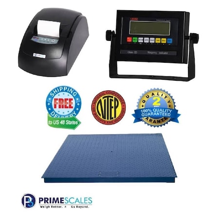 Prime Systems New 48 x 48 Floor Scale with Thermal Printer 10,000 lb x 1 lb 4x4 Pallet Scale PS-10KF-4848-Printer
