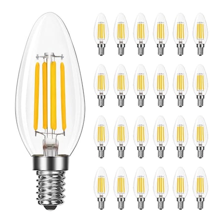 Luxrite 8W LED Candelabra Bulb, 75W Equivalent, E12 Base, 1000 Lumens, 3000K Soft White, Dimmable, 24PK LR21711