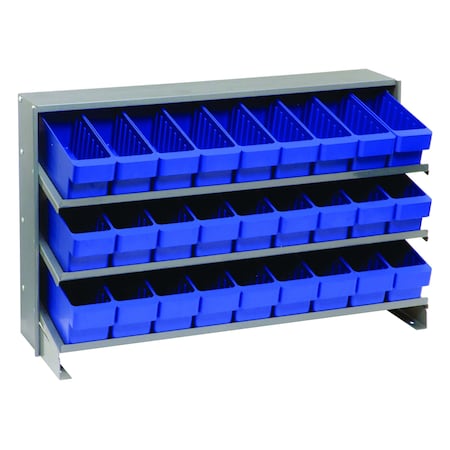 Quantum Storage Systems BENCH PICK RACK W/27 BLUE BINS QPRHA-501BL