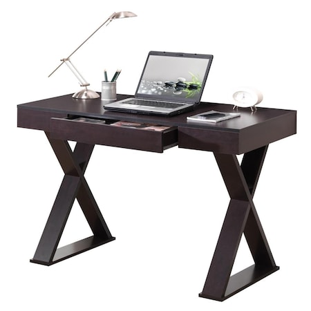 Direct Wicker Trendy Writing Desk with Drawer, Office Table, Espresso UBS-RTA-8406-ES