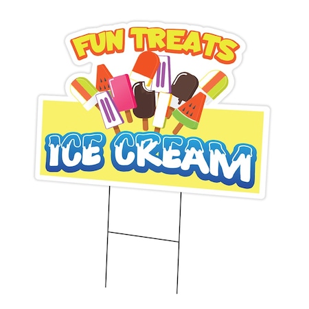 Signmission Fun Treats Ice Cream Die Cut Yard & Stake outdoor plastic window, 1824-Fun Treats Ice Cream C-DC-1824-Fun Treats Ice Cream19