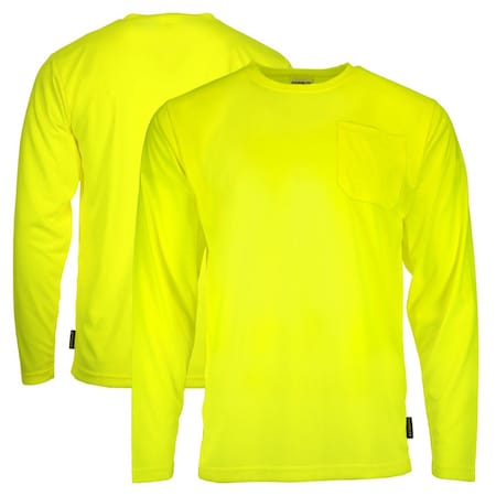 Dome75 Hi-Vis Long Sleeve Shirt, Non-ANSI/Enhanced Visibility, Poly/Jersey, Hi-Vis Yellow, 2X DSL2601
