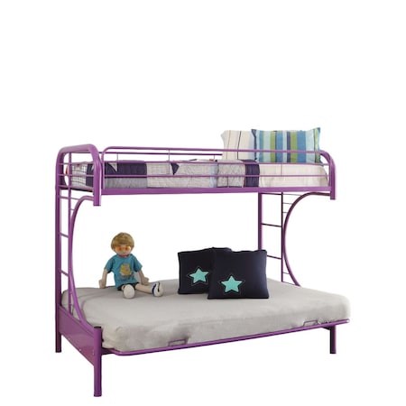 Homeroots 78" X 41" X 65" Twin Over Full Purple Metal Tube Futon Bunk Bed 286587