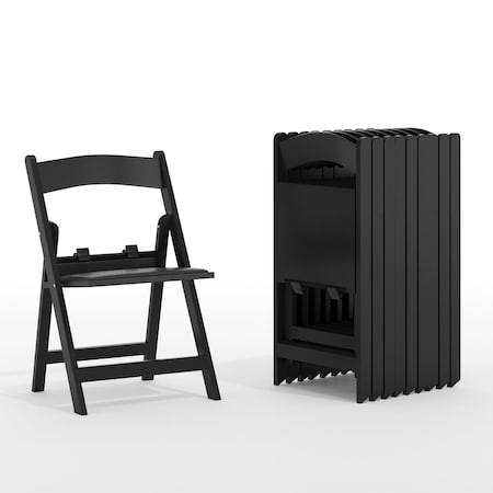 Flash Furniture HERCULES Kids Black Resin Folding Chairs with Black Vinyl Padded Seat, 10PK 10-LE-L-1K-BK-GG