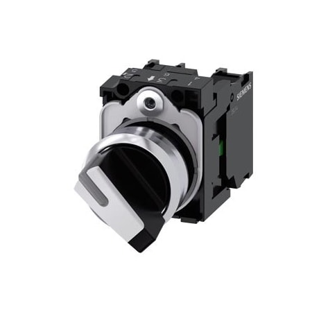 Siemens Selector switch, illuminable, 22 mm, round, metal, shiny, white 3SU1150-2BF60-1MA0
