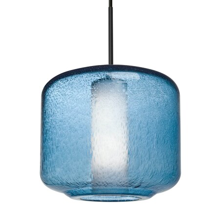 Besa Lighting Besa Niles 10 Pendant, Blue Bubble/Opal, Black Finish, 1x 60W MAX E26 Base 1JT-NILES10BO-BK
