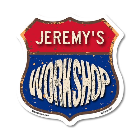Signmission Jeremy's Workshop, 6 Inch X 6 Inch, Plastic Sign SHI-P-6-489-JEREMY