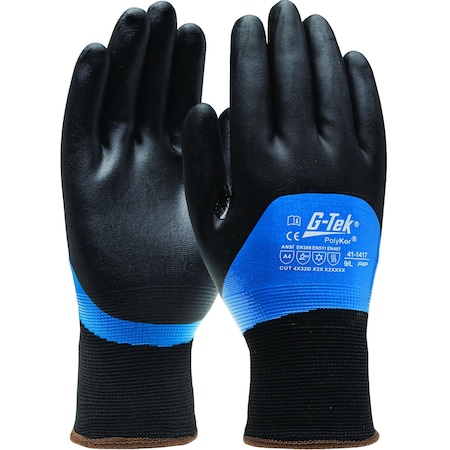 G-Tek Seamless Knit PolyKor Blend Glove w/Acrylic Liner and Double-Dipped Nitrile Foam Grip on Full, 12PK 41-1417/S
