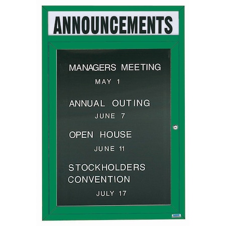 Aarco Illuminated Outdoor Enclosed Directory w/ Al Frame Header, Powder Coated Green, 48''Hx36''W OADC4836HIG