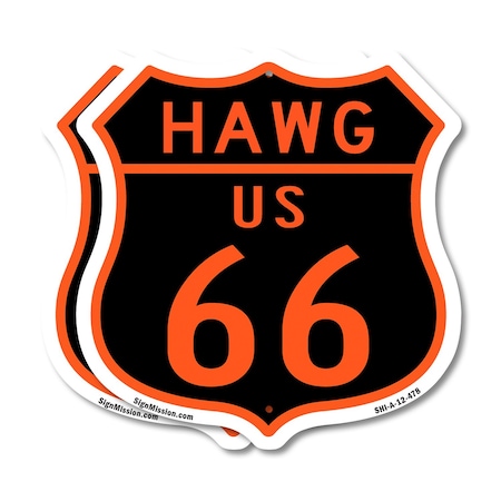 Signmission Hawg Us 66, 12 inch X 12 inch, Aluminum Metal Sign, 2PK SHI-A-2PACK-12-478