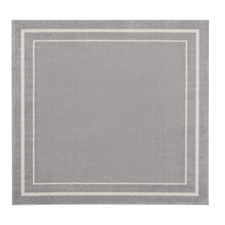 Homeroots 5' Gray And Ivory Square Indoor Outdoor Area Rug 545967