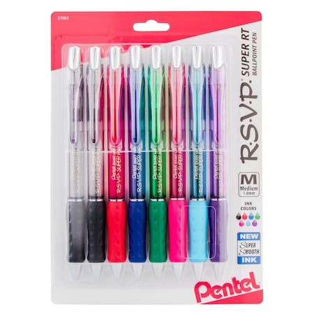 Pentel R.S.V.P. Super RT Retractable Ballpoint Pen, Assorted, 8PK BX480BP8M