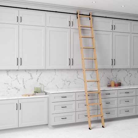 Quiet Glide 9.92 ft. Red Oak No Wheel Black Hook Removable Ladder, 12 ft. Rail QG.330-10RO-12-H.08