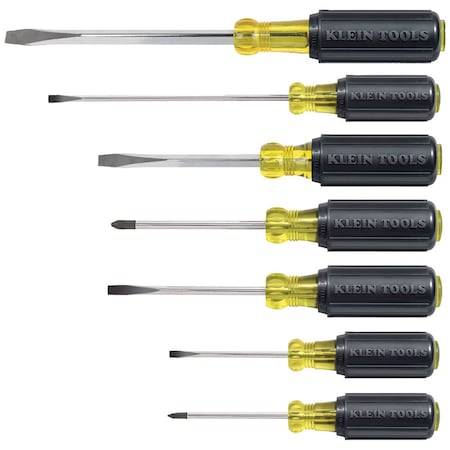 Klein Tools Screwdriver Set, General Purpose, Slotted and Phillips Tip, Steel Shank, Ergonomic Grip, 7-Piece 85076