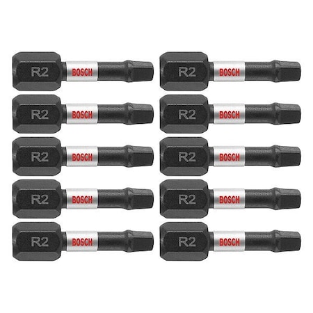 Bosch Impact Driver Bits, Square, #2, 1" L, PK10 ITSQ21B