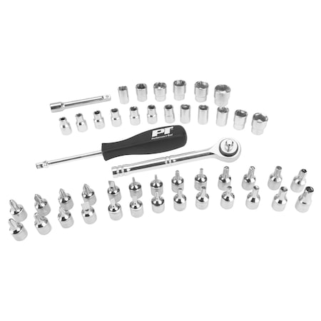 Performance Tool 47 pc. Socket Set, SAE/Metric, Bit Sockets, Ratchet, Storage W1177