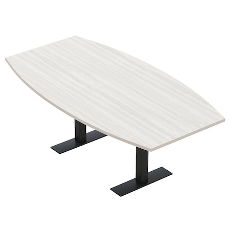 Skutchi Designs 7ft Conference Table With Power Unit | 6 Person Modular Boat Meeting Table | Harmony Series HAR-BOT-48X84-T.BK-WA7976-NA