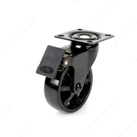 Richelieu 2 15/16-inch (75 mm) Contemporary Double Ring Swivel Caster with Brake, 50 kg 975602090