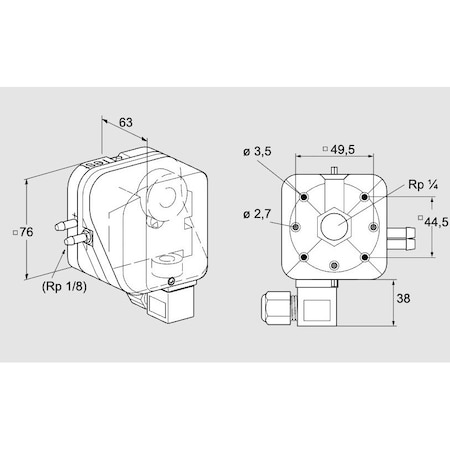 Honeywell Kromschroder Air Pressure Switch - DL 50A 62, -1.5 to 150 mbar, UL/CE KS84444497