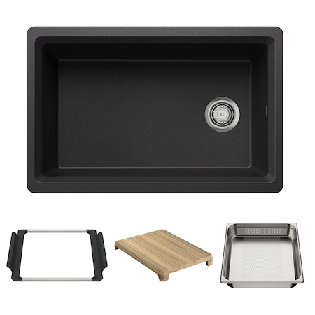 Blanco Inteos SILGRANIT 30in Single Bowl Reversible Undermount Workstation Kitchen Sink - Anthracite 443304