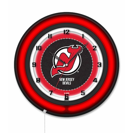Holland Bar Stool New Jersey Devils 19 Double Neon Wall Clock Clk19BK