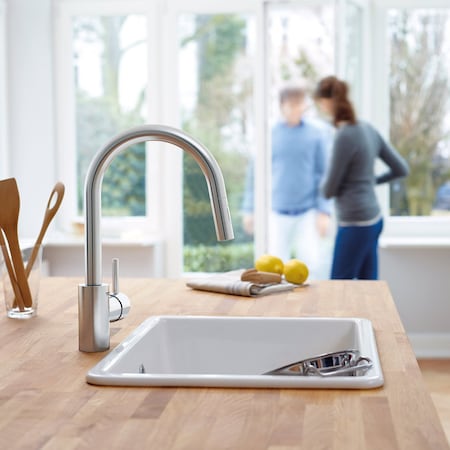 Grohe Single Handle Pull Down Bar Faucet in SuperSteel Infinity 31479DC1