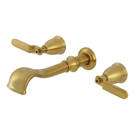 Kingston Brass Two-Handle Wall Mount Tub Faucet, Brushed Brass KS5027KL