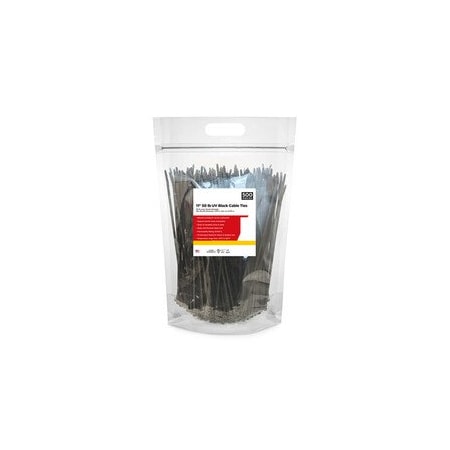 Cable Wholesale UV Rated Cable Tie, Black, 50lb, 11in, 500pc 30CV-011105BK