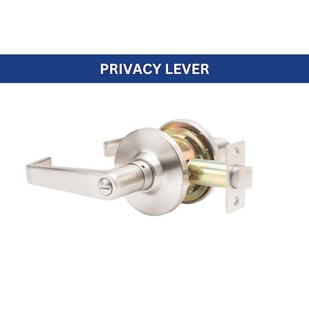 Global Door Controls GLC Series Light-Duty Commercial/Residential Cylindrical Lever, Grade 3 Privacy in Brushed Chrome GLC-5140L-626