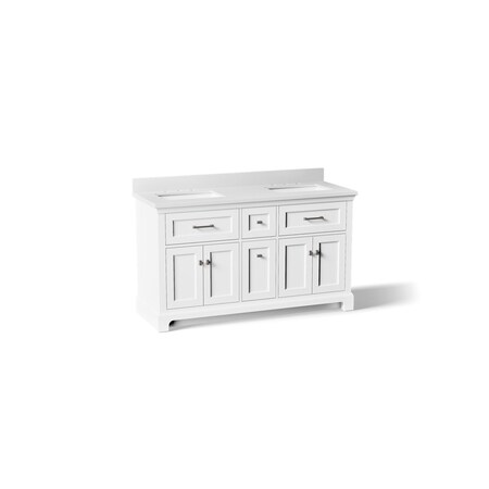 Kohler Charlemont 60" bathroom vanity cabinet with sinks and quartz top 29263-BD1-0