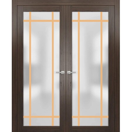 Sartodoors Solid French Double Doors Frosted Glass Planum 2113 60x84 (2* 30x84) Solid Core Modern Interior PLANUM2113DD-CA-60 x 84 (2* 30x84)