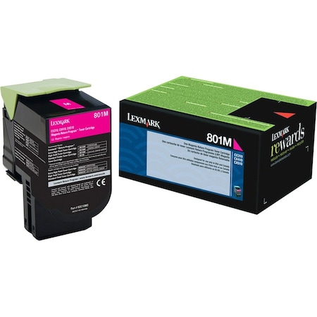 Lexmark 801M Magenta Toner Cartridge 1K YLD 80C10M0