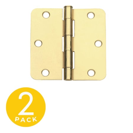 Global Door Controls 3.5 in. x 3.5 in. Residential Full Mortise 1/4 in. Radius Door Hinge with Removable Pin - Pack of 2 CP3535-R-US4-M