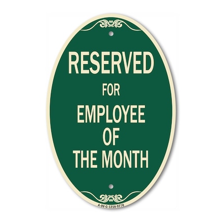 Signmission Reserved For Employee Of The Month Green & Tan, 12 Inch X 18 Inch Designer, Heavy Gauge Aluminum A-OV-G-1218-9770