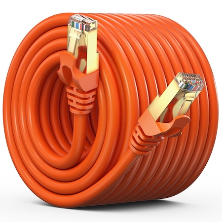 Maximm 100ft Flat Cat7 SFTP Shielded Ethernet Cable, Orange CAT7-100FTOrange