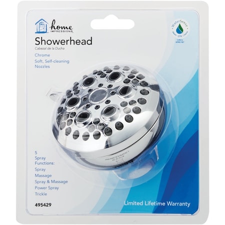 Home Impressions 5-Spray 1.8 GPM Fixed Shower Head Chrome 722021CP