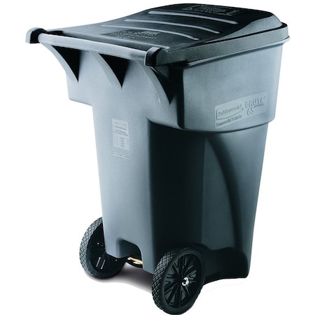Rubbermaid Rollout Container, 95 gal Capacity, Polyethylene, Gray, Lift Up Closure FG9W2200GRAY