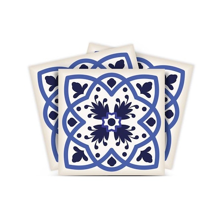 Homeroots 12" X 12" Blue And White Mosaic Peel And Stick Removable Tiles 554314