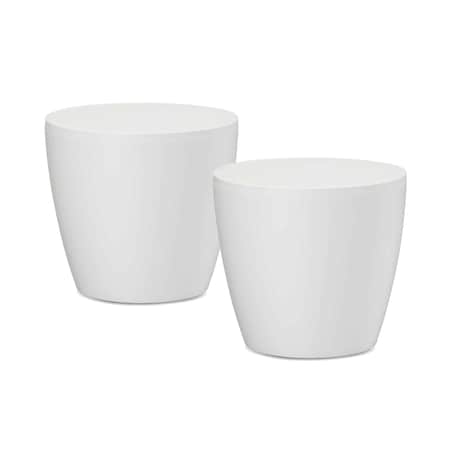Crescent Garden Eva 18" Round Houseplant Pot - No Drain Hole, White, 2PK AZ011800K2
