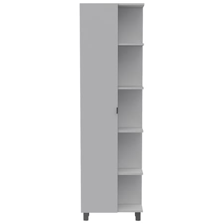 Homeroots 20" Silver And White Laminate Curio Cabinet With Seven Shelves 477677