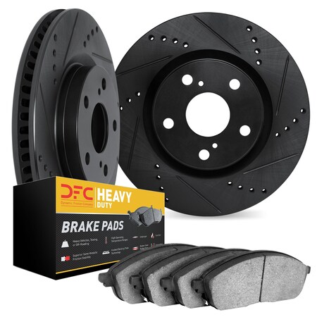 Dynamic Friction Co DFC Brake Rotor - Drilled & Slotted - Black- Heavy Duty Brake Pad 8202-47035