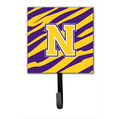 Carolines Treasures Initial N Tiger Stripe - Purple Gold Leash Holder Or Key Hook CJ1022-NSH4