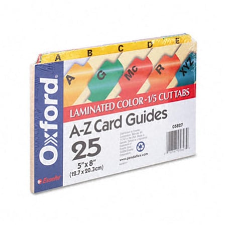 Oxford Laminated Index Card Guides Alpha 1/5 Tab Manila 5 x 8 25/Set 5827