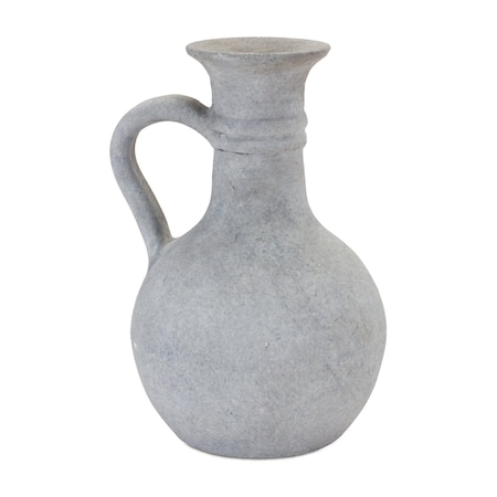 Homeroots 9" Gray Resin Round Pitcher Vase 632618