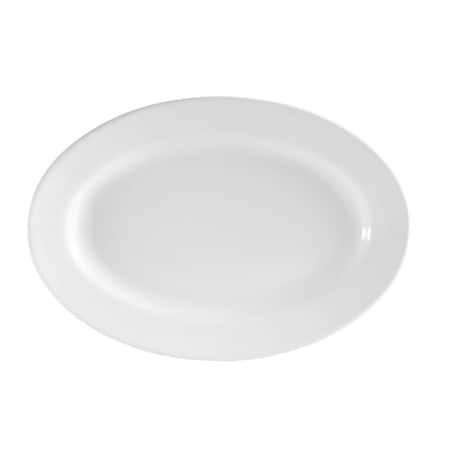Cac Foodservice CAC China Clinton Rolled Edge 25-Inch Super White Porcelain Oval Plate, Box of 2, 2PK RCN-95