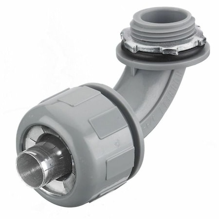 Hubbell Wiring Device-Kellems Conduit Fitting Connector, 3/8 in, Liquid-Tight, Nylon, PVC Coated, Gray P0389NGY